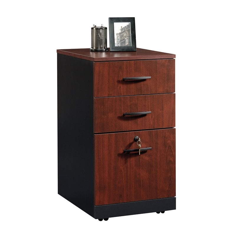 File Cabinet with 3 Fully Extendable Drawers Wood Lateral Locking Filing Cabinet Cherry 