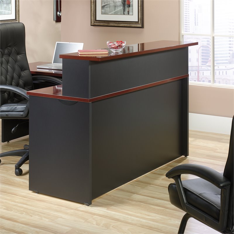 Sauder Via Office Reception Desk Credenza And Hutch In Classic