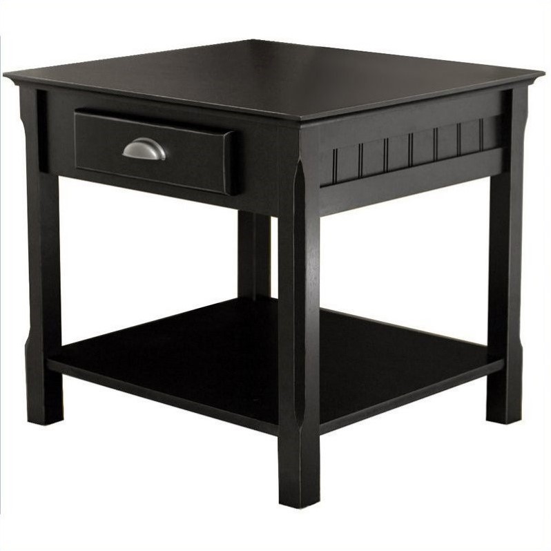 Solid Wood End Table Nightstand in Black - 20124