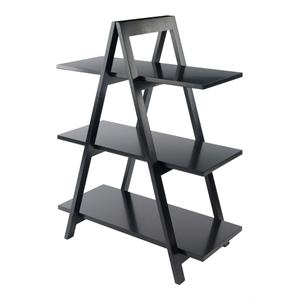 winsome aaron 3-tier a-frame contemporary solid wood book shelf in black