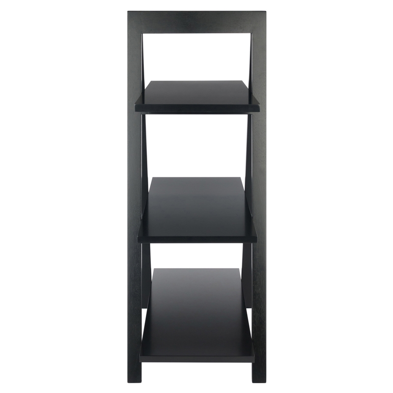 Winsome Aaron 3-Tier A-Frame Contemporary Solid Wood Book Shelf in Black