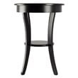 Winsome Sasha Round Solid Wood End Table with Drawer Curved Legs in Black