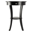 Winsome Sasha Round Solid Wood End Table with Drawer Curved Legs in Black