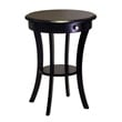 Winsome Sasha Round Solid Wood End Table with Drawer Curved Legs in Black