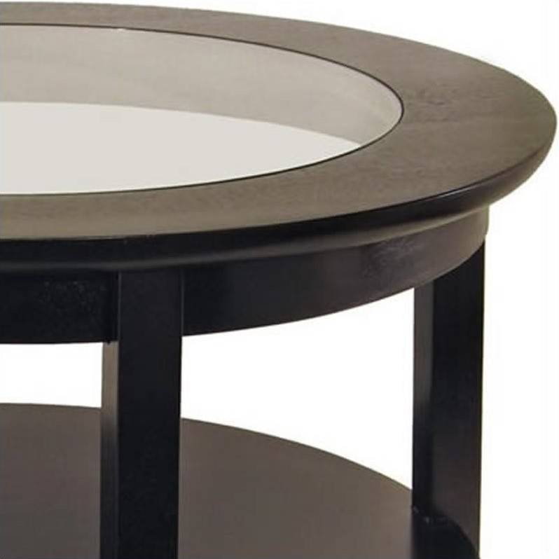 Winsome Genoa Round Wood Coffee Table with Glass Top in ...