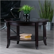 Winsome Genoa Round Solid Wood Coffee Table with Glass Top in Dark Espresso