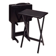 Winsome Alex 5-Piece Transitional Solid Wood TV Table with Stand in Black