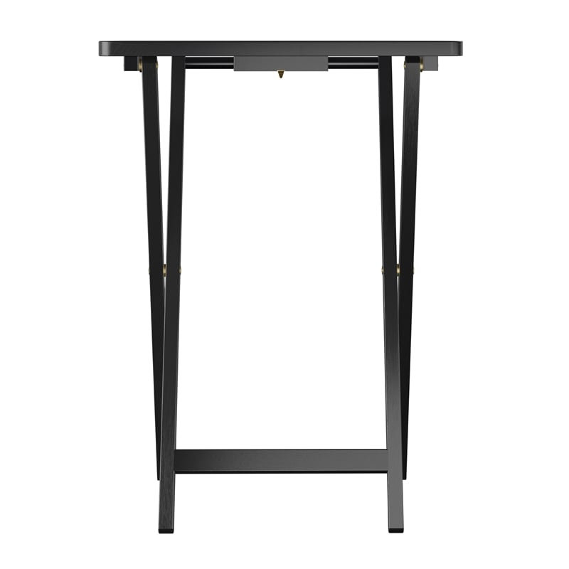 Winsome Alex 5-Piece Transitional Solid Wood TV Table with Stand in Black