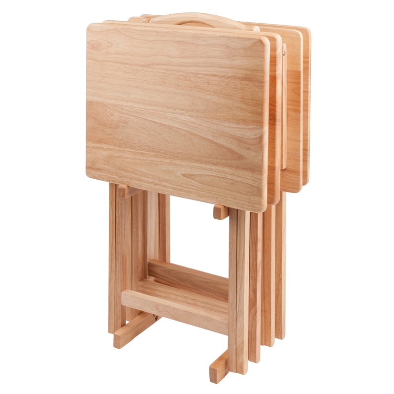 Winsome Alex 5-Piece Transitional Solid Wood TV Table with Stand in Natural