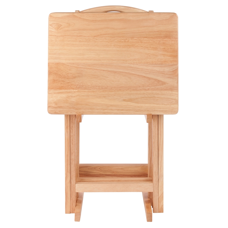 Winsome Alex 5-Piece Transitional Solid Wood TV Table with Stand in Natural