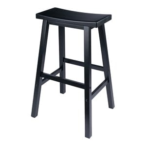 Winsome Satori 29&quot Transitional Solid Wood Saddle Bar Stool in Black