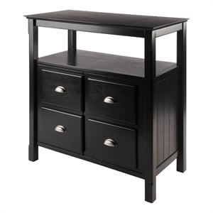 Winsome Timber Transitional Solid Wood Buffet Table in Black