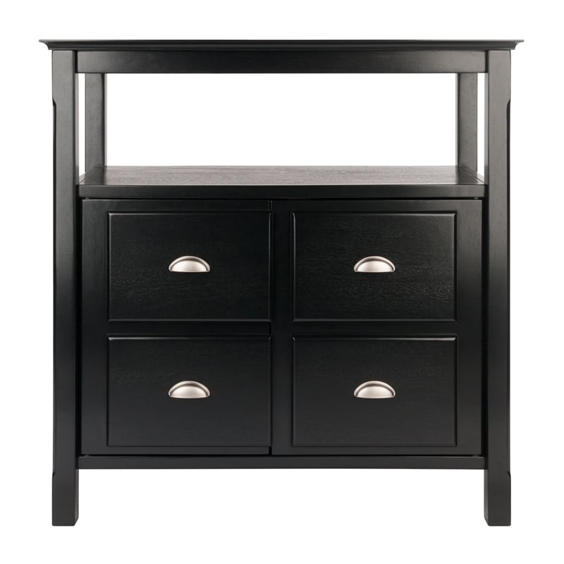 Winsome Timber Transitional Solid Wood Buffet Table in Black