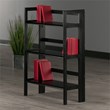 Winsome Terry 3-Tier Solid Wood Stackable and Folding Book Shelf in Black