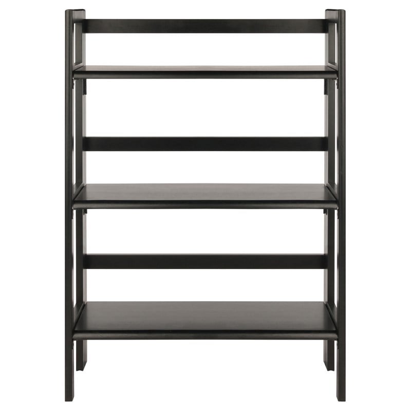 Winsome Terry 3-Tier Solid Wood Stackable and Folding Book Shelf in Black