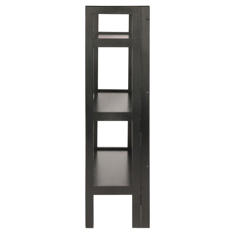Winsome Terry 3-Tier Solid Wood Stackable and Folding Book Shelf in Black
