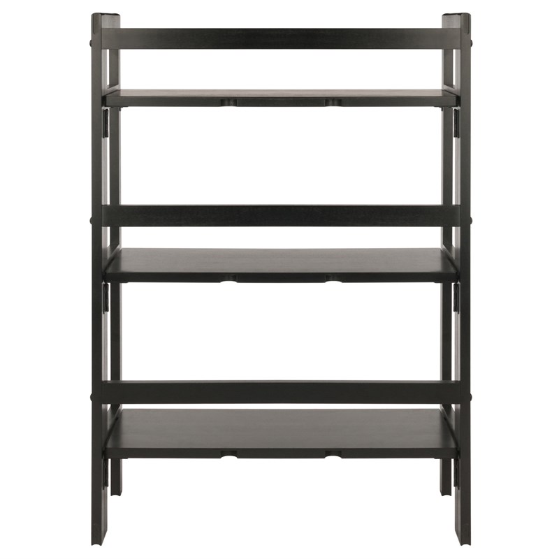 Winsome Terry 3-Tier Solid Wood Stackable and Folding Book Shelf in Black