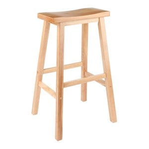 Winsome Satori 29&quot Transitional Solid Wood Saddle Bar Stool in Natural