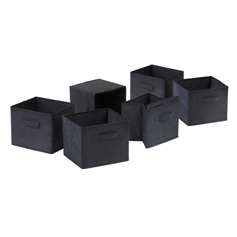 Winsome Capri 7-Piece Solid Wood Storage Set with Baskets in Espresso/Black