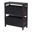 Winsome Capri 2-Section Shelf Solid Wood Baskets Bookcase in Espresso/Black