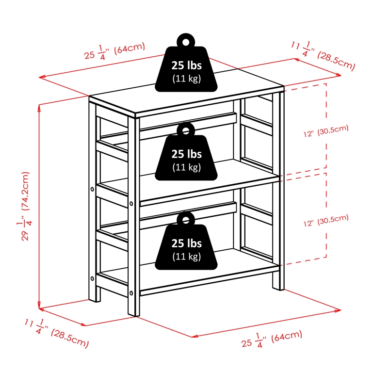 Winsome Capri 2-Section Shelf Solid Wood Baskets Bookcase in Espresso/Black