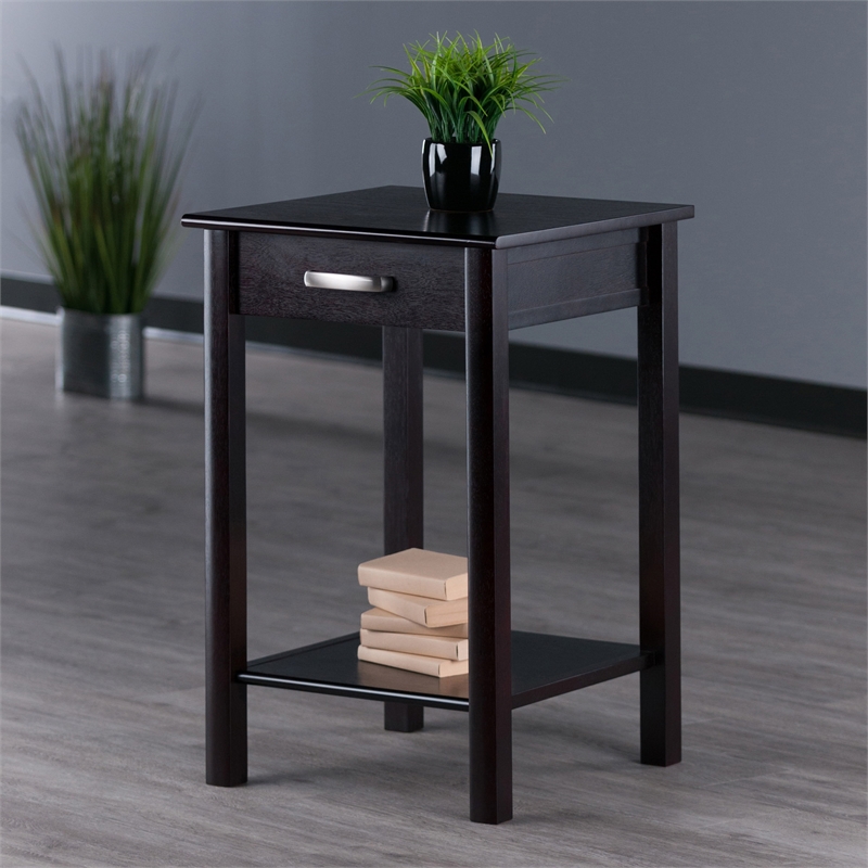 Winsome Liso Transitional Solid Wood Printer Table in Espresso