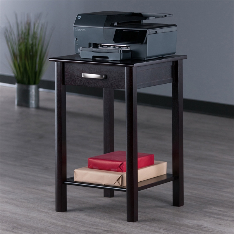 Winsome Liso Transitional Solid Wood Printer Table in Espresso