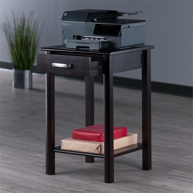 Winsome Liso Transitional Solid Wood Printer Table in Espresso