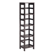 Winsome Capri 4-Section Tall Solid Wood Storage Shelf with 4 Baskets in Espresso