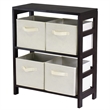 Winsome Capri 2-Section Shelf Solid Wood Baskets Bookcase in Espresso/White