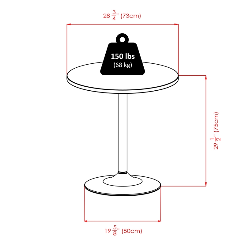 Winsome Spectrum Round Contemporary Wood & Metal Dining Table in Black/Chrome