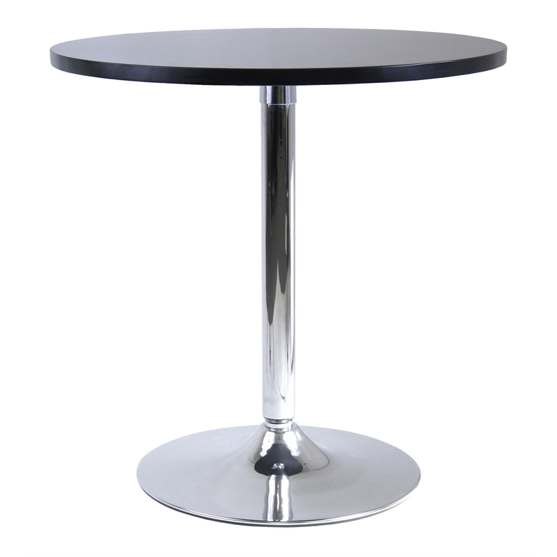 Winsome Spectrum Round Contemporary Wood & Metal Dining Table in Black/Chrome