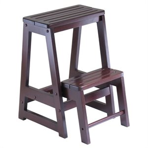 winsome double step stool in antique walnut