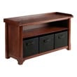 Winsome Verona Storage Solid Wood Bench with 3 Foldable Baskets in Walnut