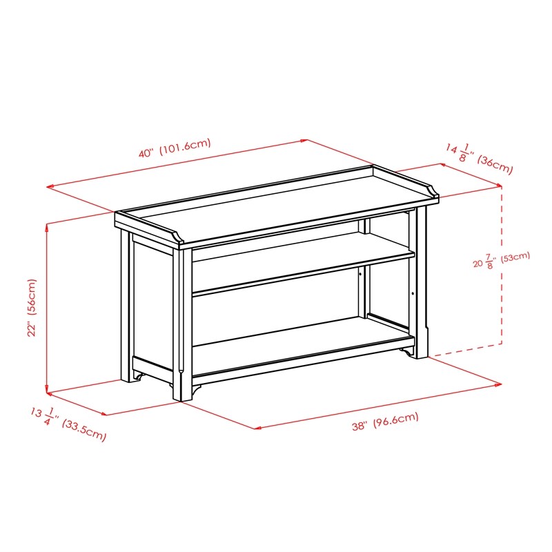 Winsome Verona Storage Solid Wood Bench with 3 Foldable Baskets in Walnut