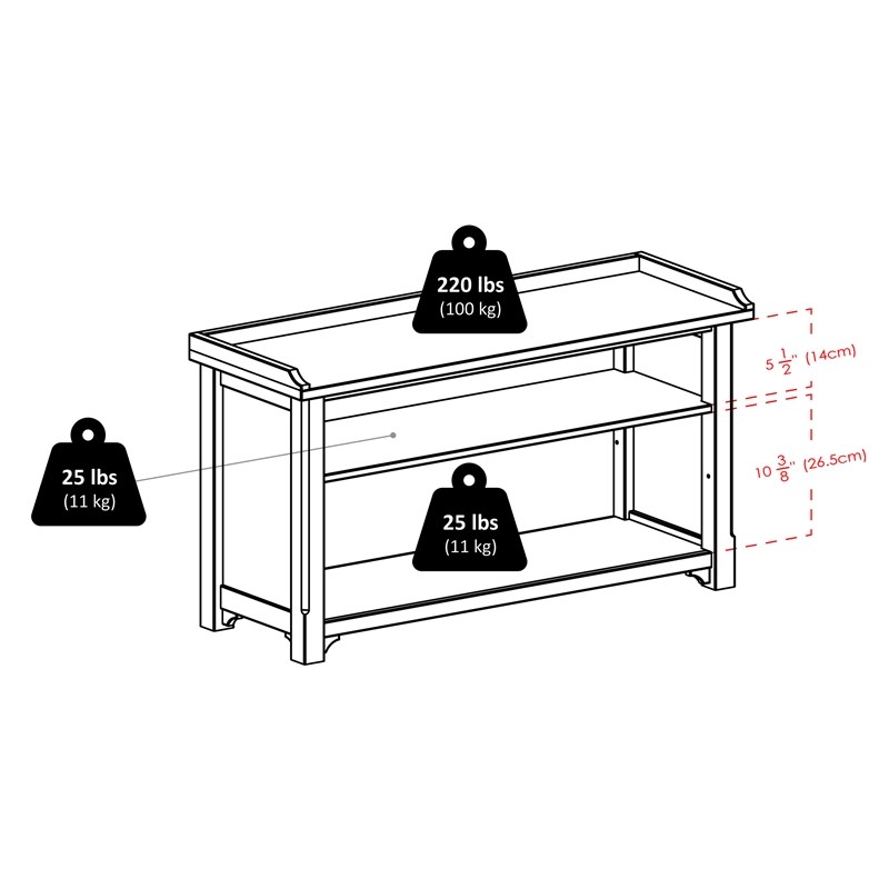 Winsome Verona Storage Solid Wood Bench with 3 Foldable Baskets in Walnut