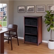Winsome Verona 4-Tier Medium Storage Shelf Solid Wood Baskets Bookcase in Walnut