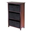 Winsome Verona 4-Tier Medium Storage Shelf Solid Wood Baskets Bookcase in Walnut