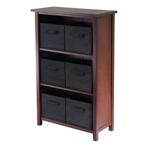 Winsome Verona 4-Tier Medium Storage Shelf Solid Wood Baskets Bookcase in Walnut