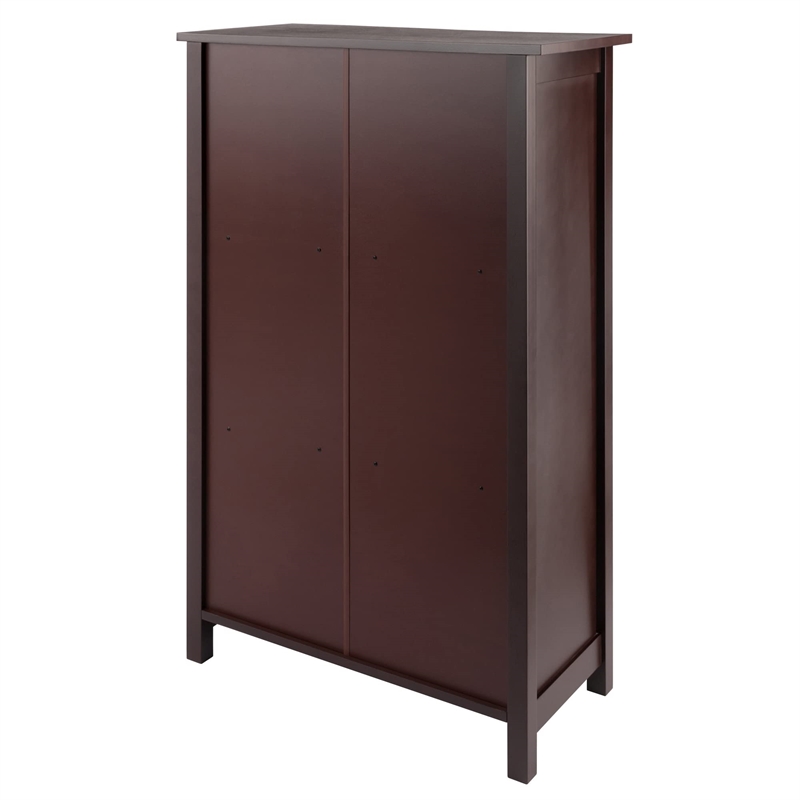 Winsome Verona 4-Tier Medium Storage Shelf Solid Wood Baskets Bookcase in Walnut