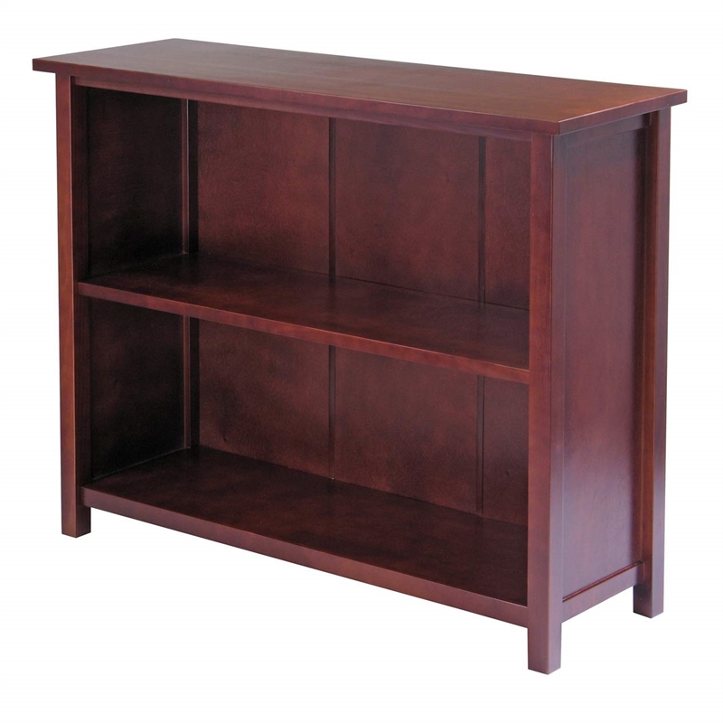 Winsome Verona 3-Tier Long Storage Shelf Solid Wood Baskets Bookcase - Walnut