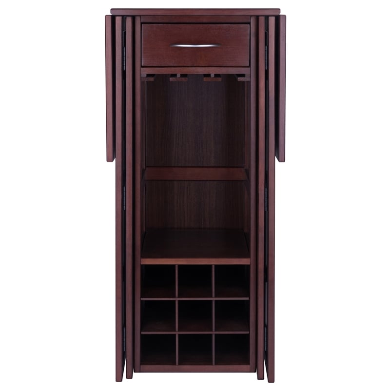 Winsome Newport Expandable Counter Wine Solid Wood Home Bar in Antique Walnut