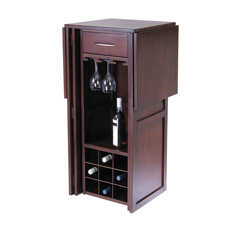 Winsome Newport Expandable Counter Wine Solid Wood Home Bar in Antique Walnut