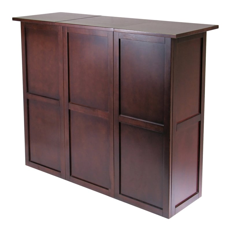 Winsome Newport Expandable Counter Wine Solid Wood Home Bar in Antique Walnut