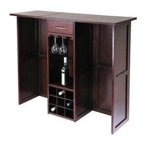 Winsome Newport Expandable Counter Wine Solid Wood Home Bar in Antique Walnut