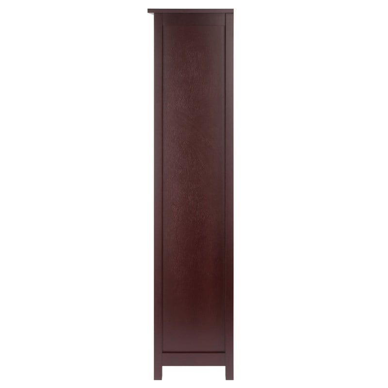 Winsome Milan Tall Solid Wood Storage Book Shelf in Antique Walnut