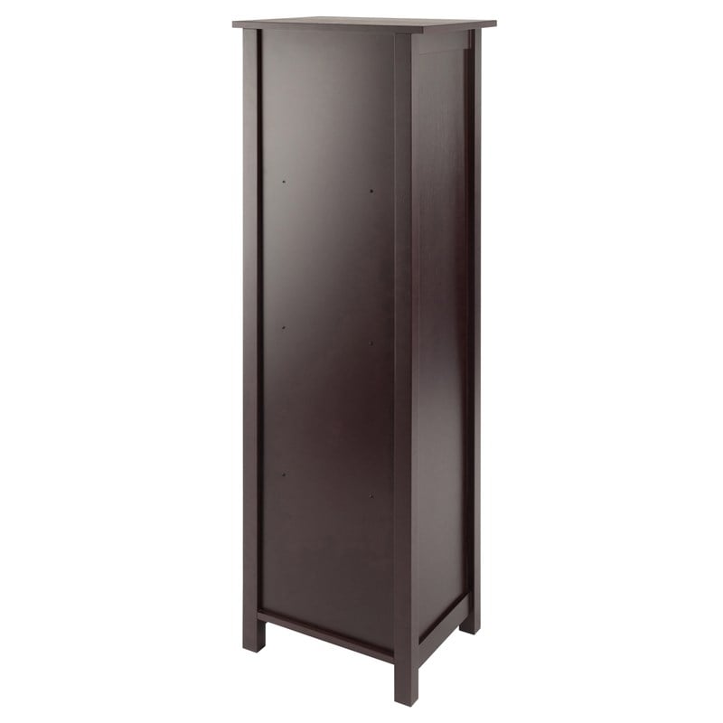 Winsome Milan Tall Solid Wood Storage Book Shelf in Antique Walnut