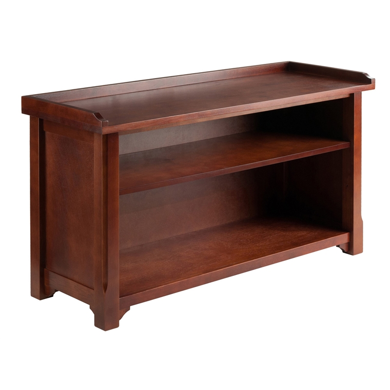 Winsome Milan Storage Transitional Solid Wood Bench in Antique Walnut