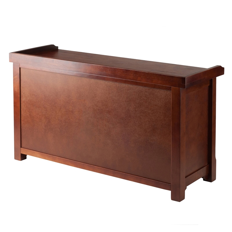 Winsome Milan Storage Transitional Solid Wood Bench in Antique Walnut