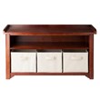 Winsome Verona Storage Solid Wood Bench with 3 Foldable Baskets - Walnut